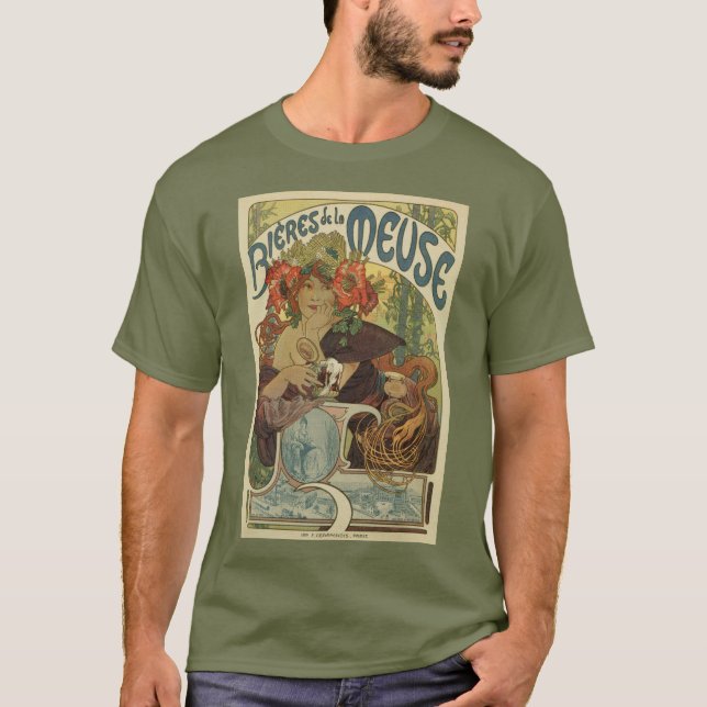 Camiseta Anuncio de la cerveza del nouveau del arte de (Anverso)