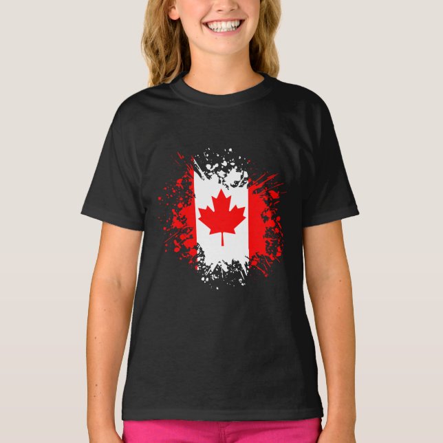 Camiseta Anuncio de recuerdo de Canadá, Viaje con bandera b (Anverso)