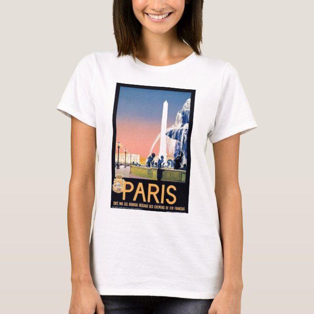 Camiseta Anuncio de viaje de París de época (Anverso)