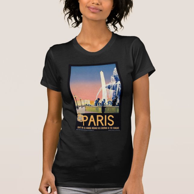 Camiseta Anuncio de viaje de París de época (Anverso)