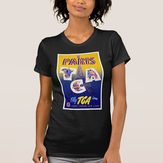 Camiseta Anuncio de Viajes Aéreos de la Torre Eiffel de Par (Anverso)