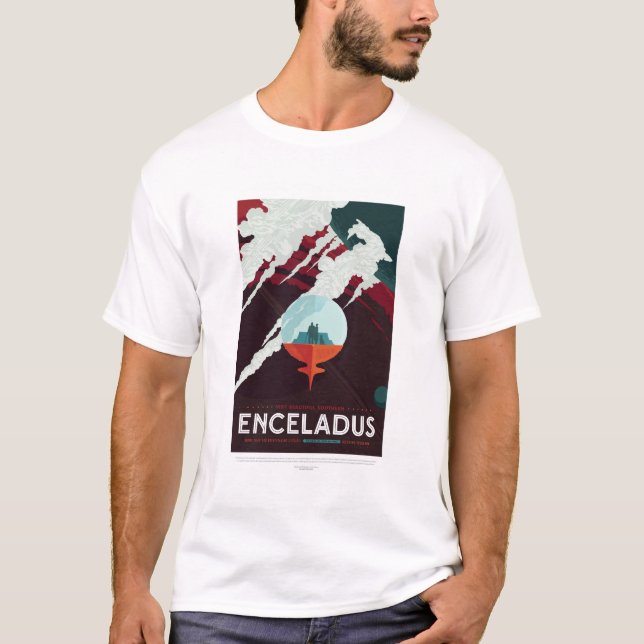 Camiseta Anuncio de viajes de Ciencia Ficción, Moon Encelad (Anverso)