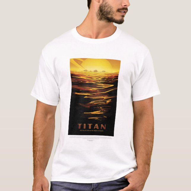 Camiseta Anuncio de viajes de Ciencia Ficción, Moon Titan (Anverso)