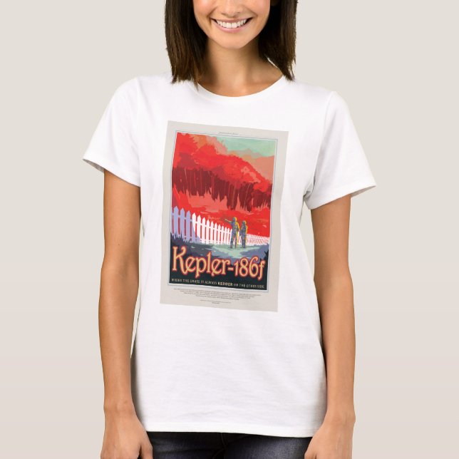 Camiseta Anuncio de viajes de Sci-Fi, Planet Kepler-186f (Anverso)