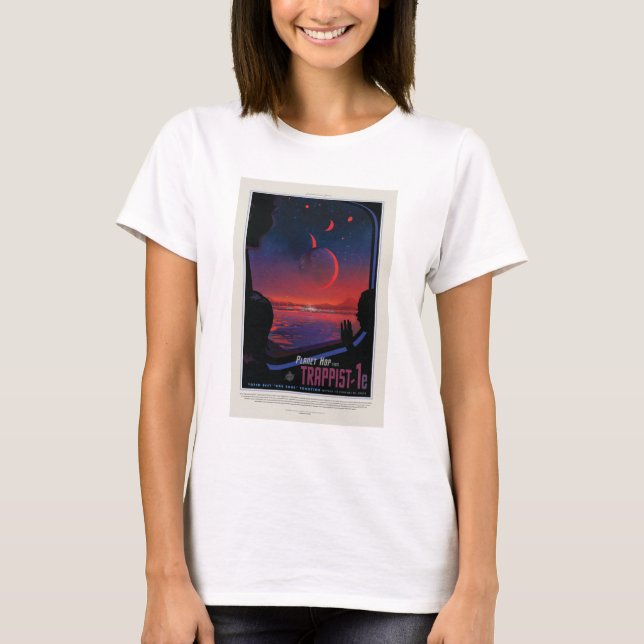 Camiseta Anuncio de viajes de Sci-Fi, Planet Trapist-1e (Anverso)