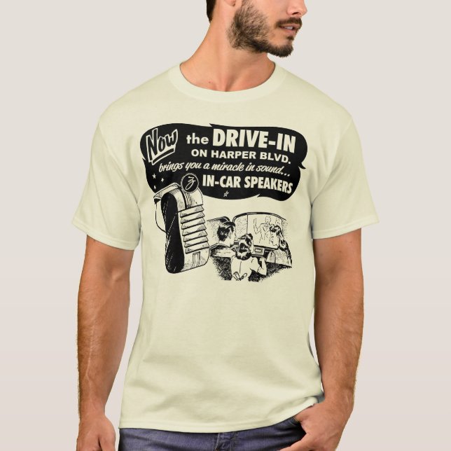 Camiseta Anuncio del altavoz de la película del autocinema (Anverso)