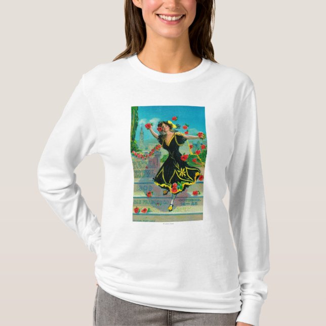 Camiseta Anuncio del festival de Portola (bailarín) (Anverso)