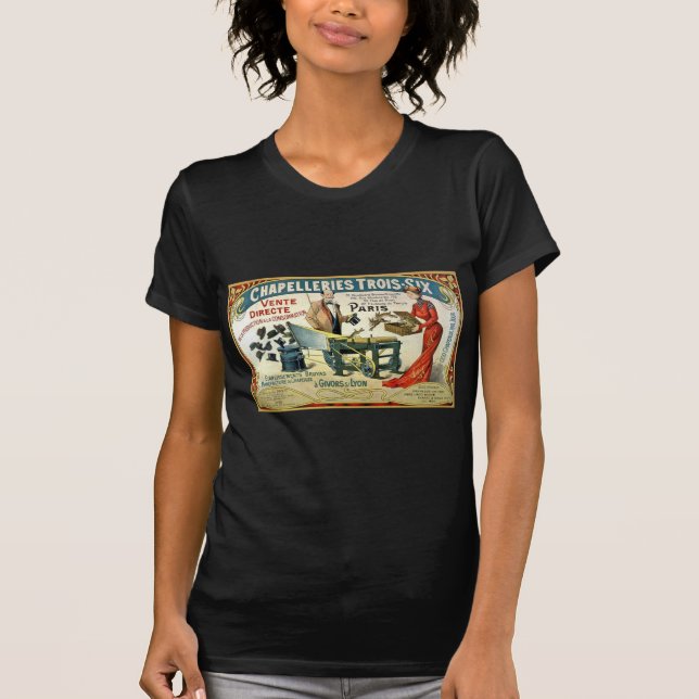 Camiseta Anuncio francés Chapelleries 1890 del vintage (Anverso)