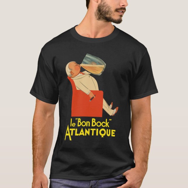 Camiseta Anuncio francés retro Le Bon Bock de la cerveza (Anverso)