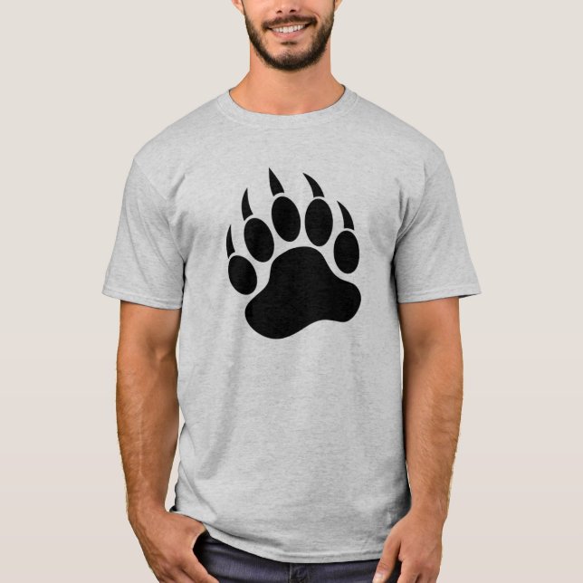 Camiseta Anverso de la huella del oso negro Paw frontal y p (Anverso)