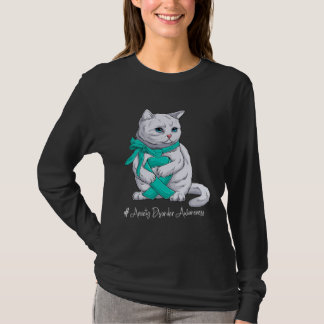 Camiseta Anxiety Disorder Awareness Month Teal Ribbon Cat