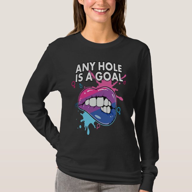 Camiseta Any Hole Is A Goal Bisexual Rainbow Pride Bisexual (Anverso)