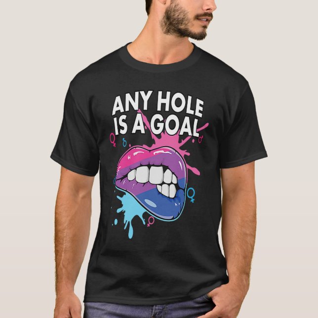 Camiseta Any Hole Is A Goal Bisexual Rainbow Pride Bisexual (Anverso)