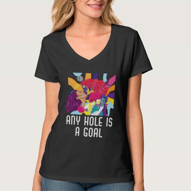 Camiseta Any Hole Is A Goal Bisexual Rainbow Pride Bisexual (Anverso)