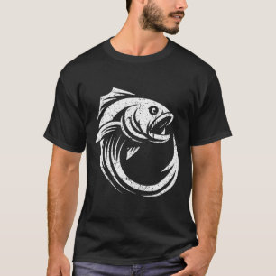Camiseta Anzuelo Arte Mínimo Dibujo Simple del Pescador