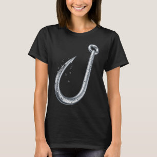 Camiseta Anzuelo de Pesca Metálico con Gotitas de Agua en T