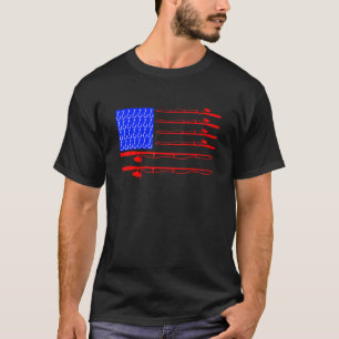 Camiseta Anzuelo de Pesca Patriótico 4 de Julio de Pescado 