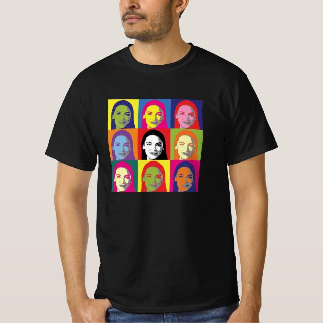 Camiseta AOC Alejandría Ocasio-Cortez Arte pop retro (Anverso)