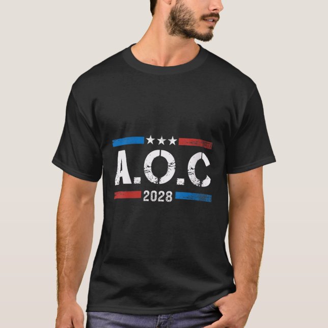Camiseta Aoc Alexandria Ocasio Cortez 2028 Para Presi (Anverso)