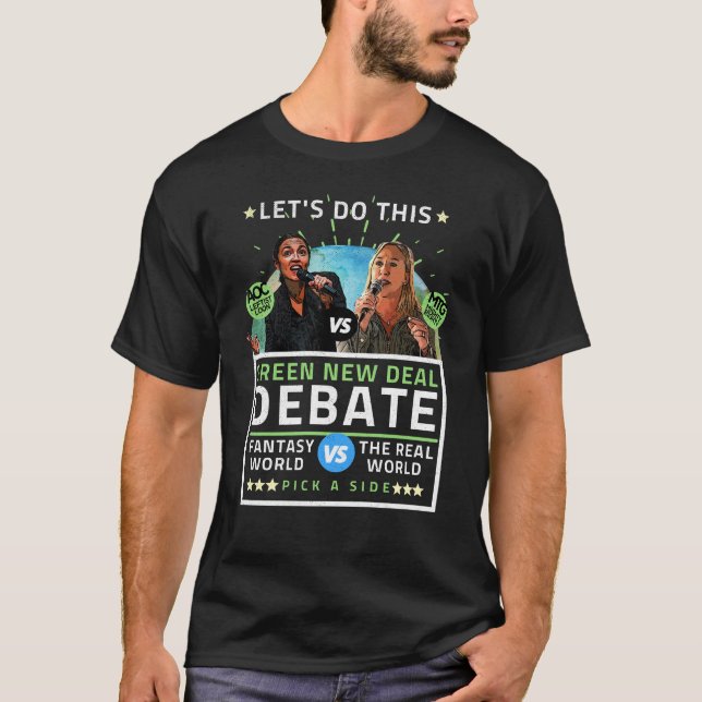 Camiseta AOC vs MTG Green New Deal Debate Político (Anverso)