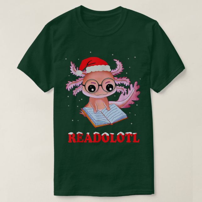 Camiseta Aolotl divertido Santa Xmas Readolotl Libro de Boo (Diseño del anverso)