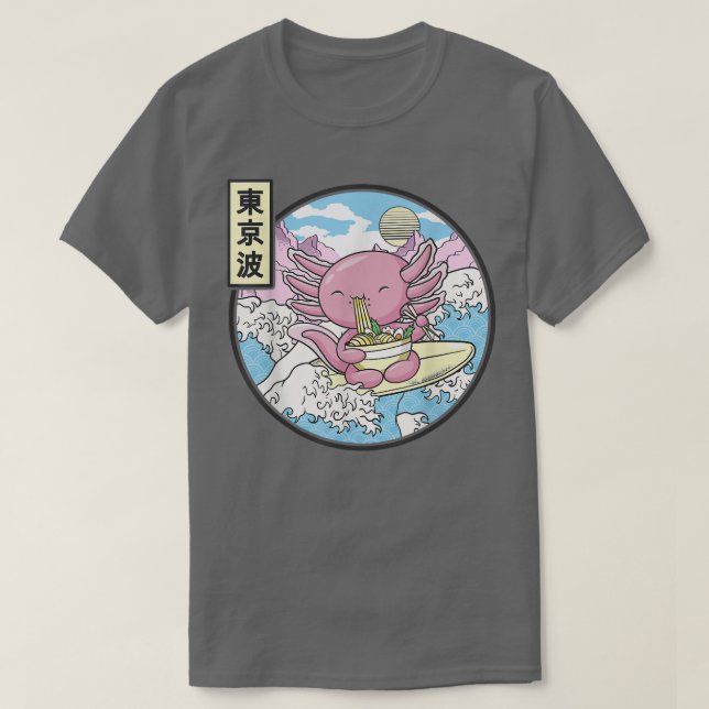 Camiseta Aolotl Eating Ramen Japan Waves Anime Vaporwave Ka (Diseño del anverso)