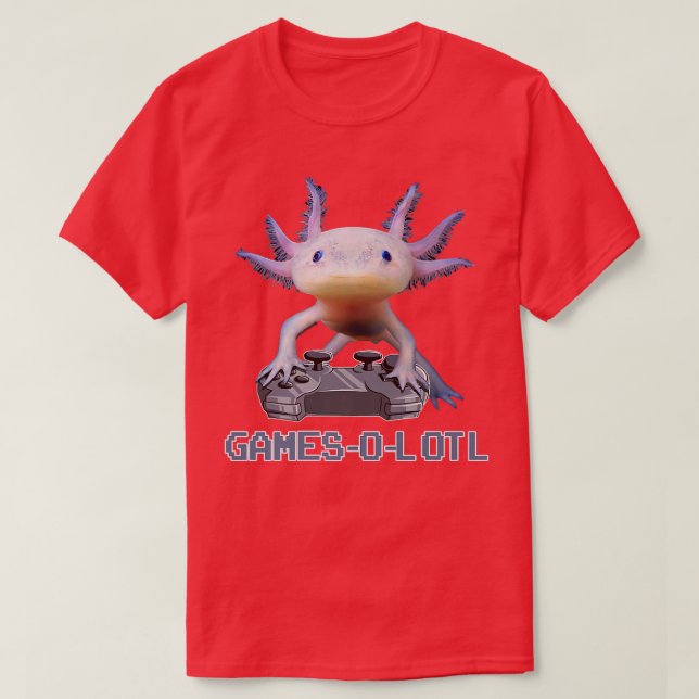 Camiseta Aolotl Fish Jugando Videojuego WhiteAolotl Lizard  (Diseño del anverso)