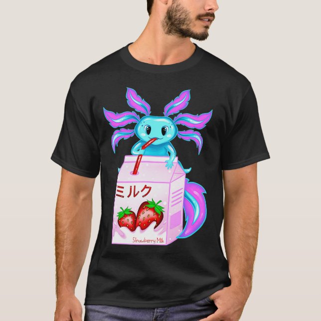 Camiseta Aolotl Fresas Niños De La Leche Cute Mujeres Kawai (Anverso)