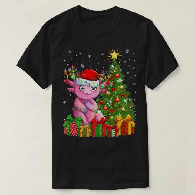Camiseta Aolotl Iluminación de árbol de navidad Santa Hat A (Diseño del anverso)