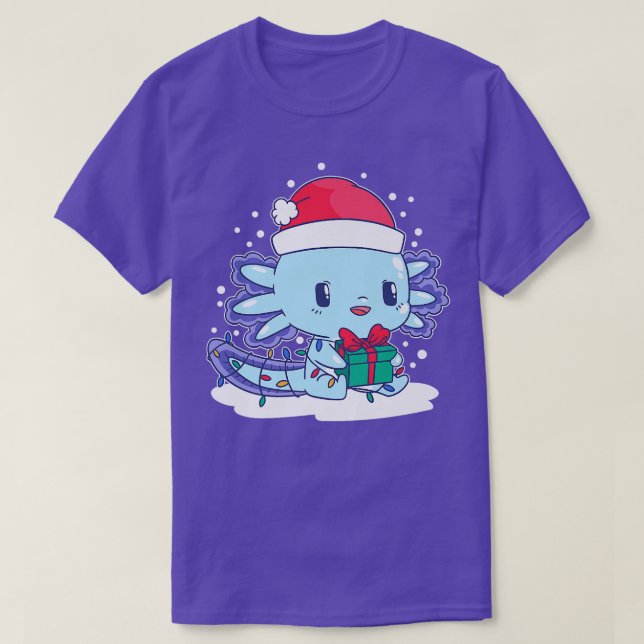 Camiseta Aolotl Santa Hat Xmas Luces Cute Kawaii Aolotl Ch (Diseño del anverso)