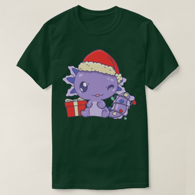 Camiseta Aolotl Santa Hat Xmas Luces Cute Kawaii Aolotl Ch (Diseño del anverso)