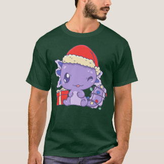 Camiseta Aolotl Santa Hat Xmas Luces Cute Kawaii Aolotl Ch