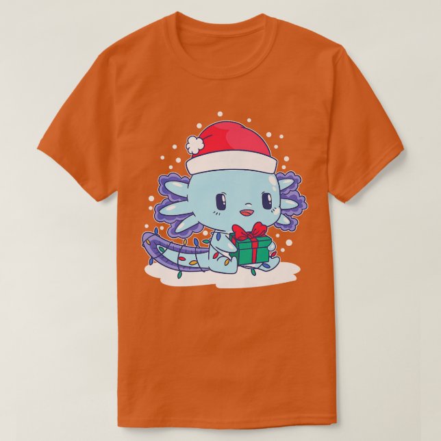 Camiseta Aolotl Santa Hat Xmas Luces Cute Kawaii Aolotl Ch (Diseño del anverso)