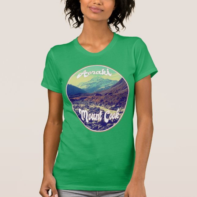 Camiseta Aoraki: Monte Cook, Montaña, Nueva Zelandia (Anverso)