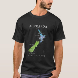 CAMISETA AOTEAROA NUEVA ZELANDA KIWI MAPA HELECHO PAUA