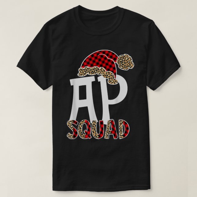 Camiseta AP Squad Santa Hat Buffalo Plaid Leopard Funny  (Diseño del anverso)