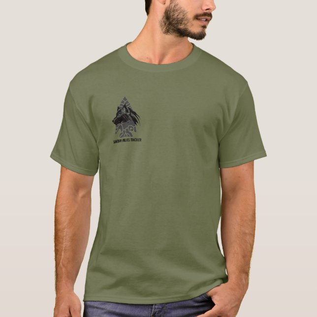 Camiseta 🇺 Apache Knife®™ 🇸 SHADOW WOLVO TRACKER T-Shirt (Anverso)