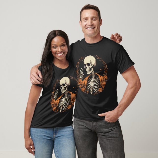 Camiseta Apacible Skeleton Halloween Vibes (Unisexo)