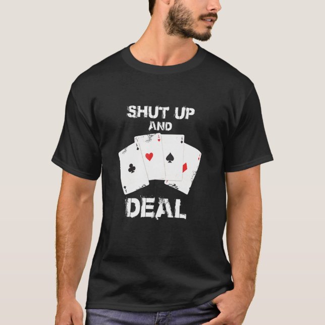 CAMISETA APAGAR Y TRATAR - JUGADOR DE POKER DE JUEGO (Anverso)