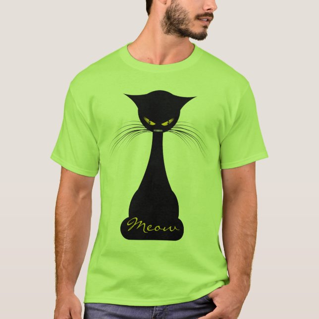 Camiseta APAL: Maullido para hombre del gato negro (Anverso)