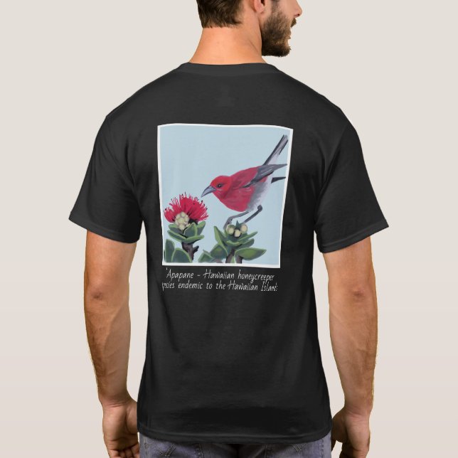 Camiseta Apapane & Lehua Blossom Hawaii Nature Illustration (Reverso)