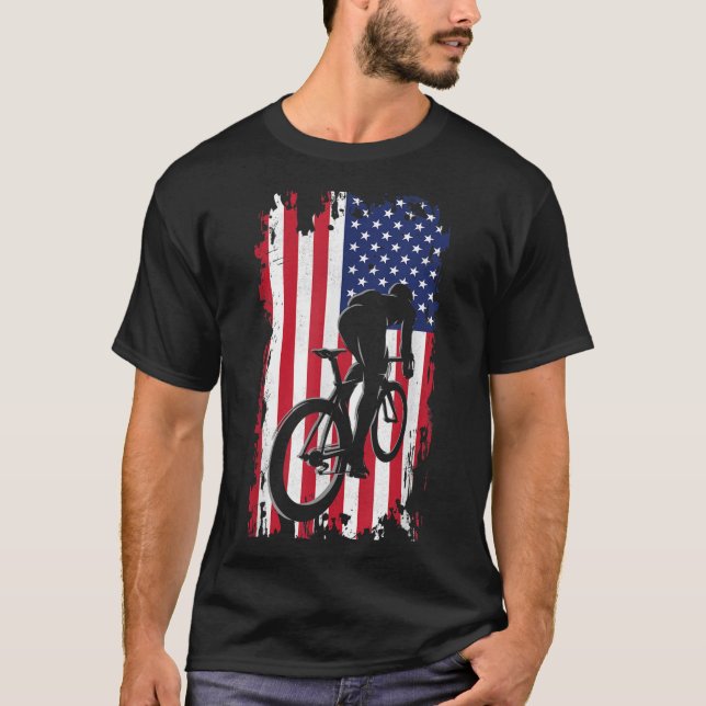 Camiseta Aparato de ciclismo de carretera con bandera estad (Anverso)