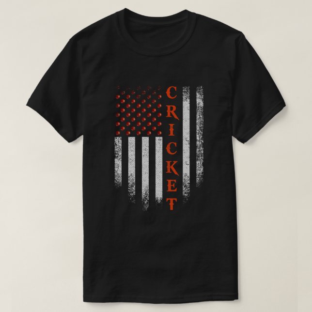 Camiseta Aparato de críquet estadounidense bandera jugador  (Diseño del anverso)
