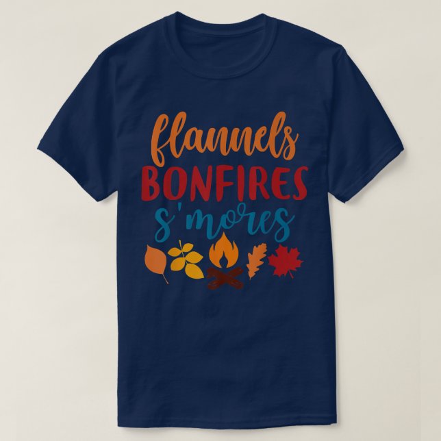 Camiseta Aparato de otoño, Flannel Bonfires S'mores, otoño (Diseño del anverso)
