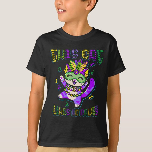 Camiseta Aparato Masque Mardi disfraza gato Mardi Gras (Anverso)