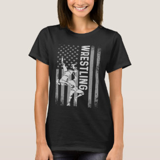 Camiseta Aparato retro-americano de lucha libre Bandera de 