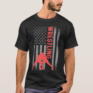 Camiseta Aparato retro-americano de lucha libre Bandera de