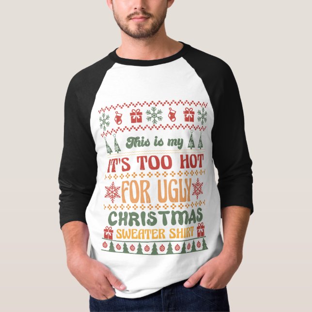 Camiseta Aparatos de Navidades divertidos: ¡demasiado calur (Anverso)