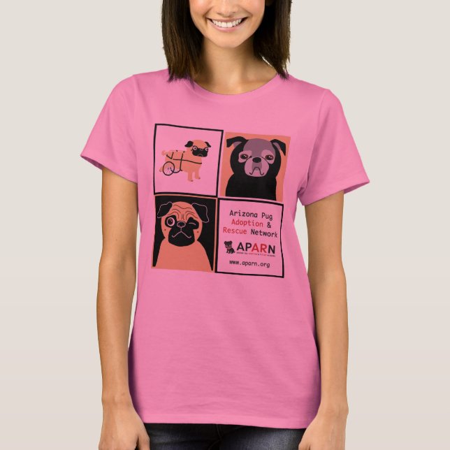 Camiseta APARN Rescue Pugs Bella Missy 3/4 Sleeve V-Cuello (Anverso)