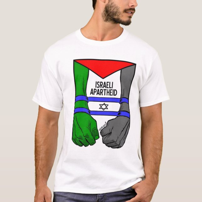 Camiseta Apartheid del israelí de Carlos Latuff- (Anverso)